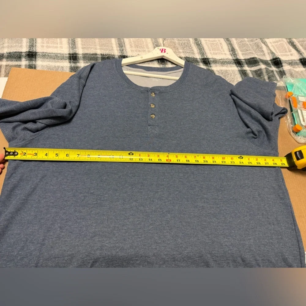 Wrangler Long Sleeve Blue Waffle Knit Henley Top Layers Outdoors 3XL